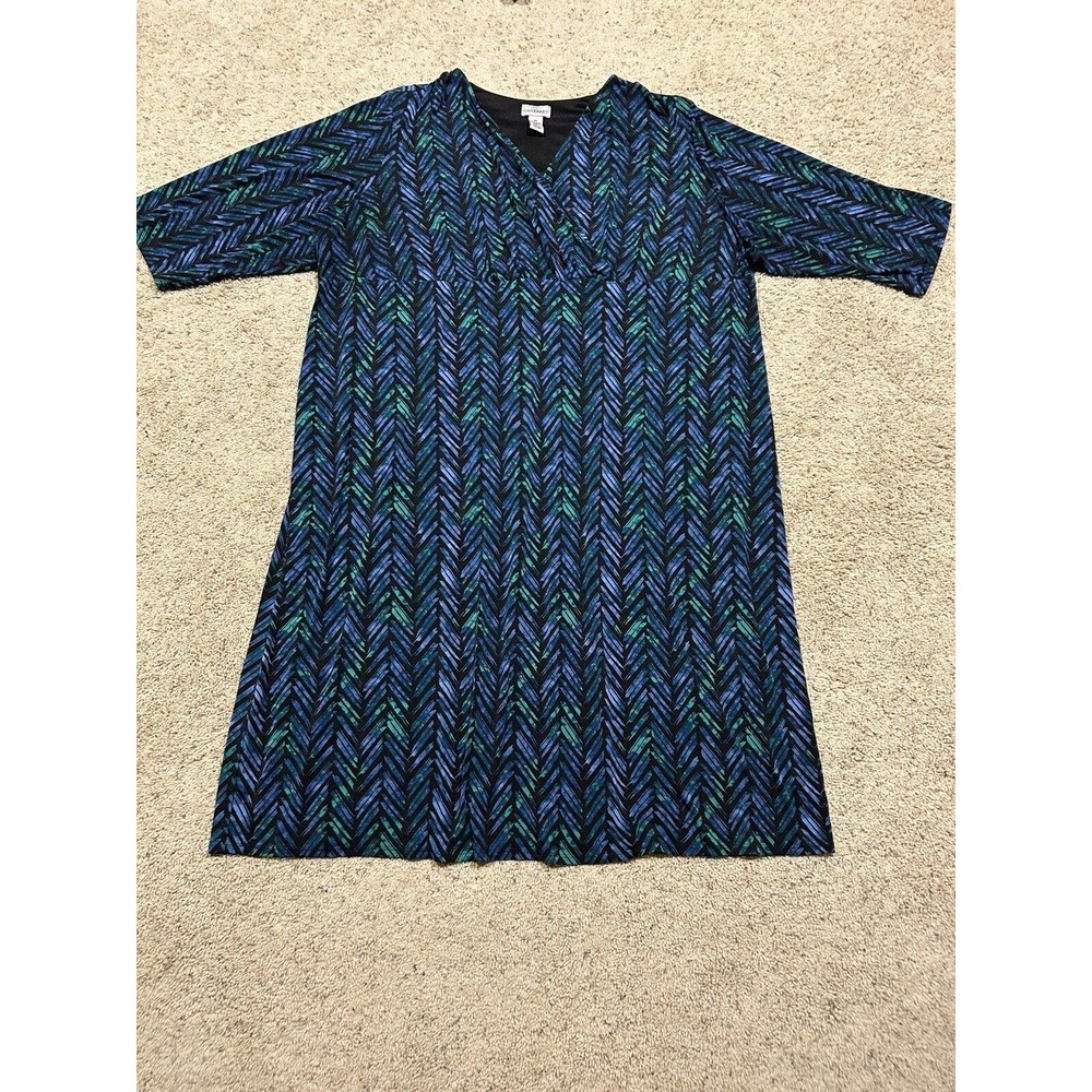 CATHERINES 5X Midi Dress Multicolor Short Sleeves Black Blue Green Stretch F23